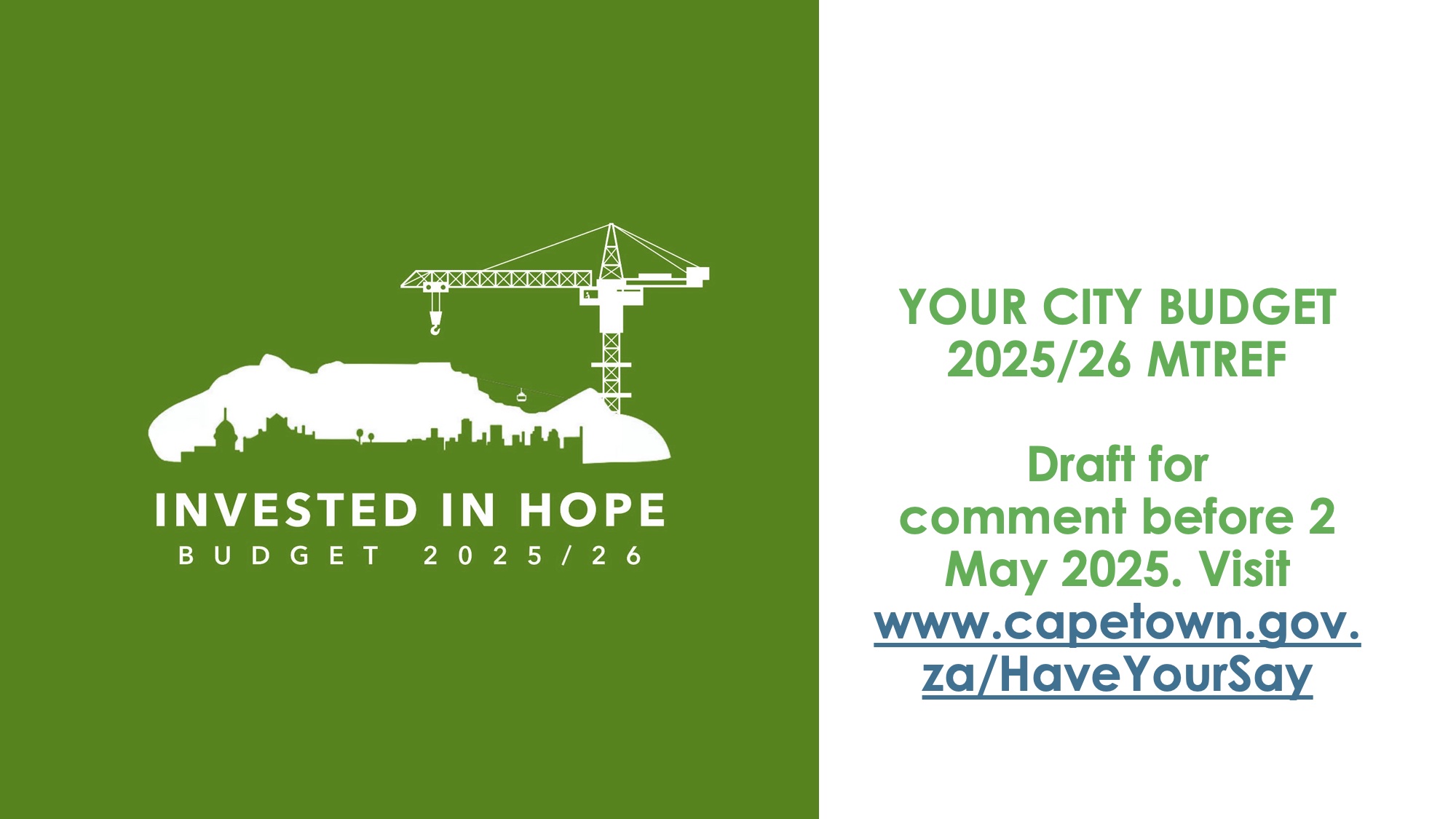 UPDATE: The City of Cape Town Draft Budget 2025-2026 comment period is open until 13 June