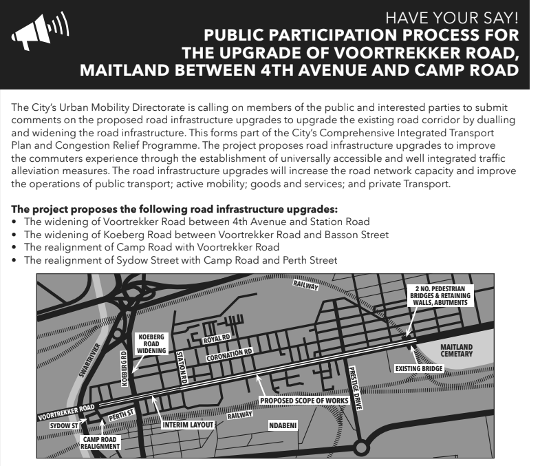 MAITCID voortrekker road upgrades